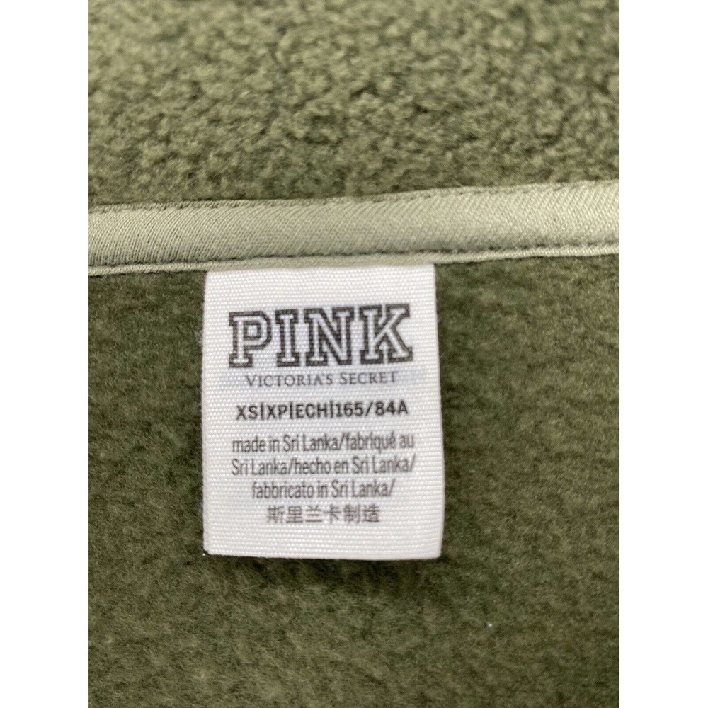 Victoria Secret Fleece Womens XS Pink Sweater Polar Quarter Zip Color Green - Picture 3 of 7